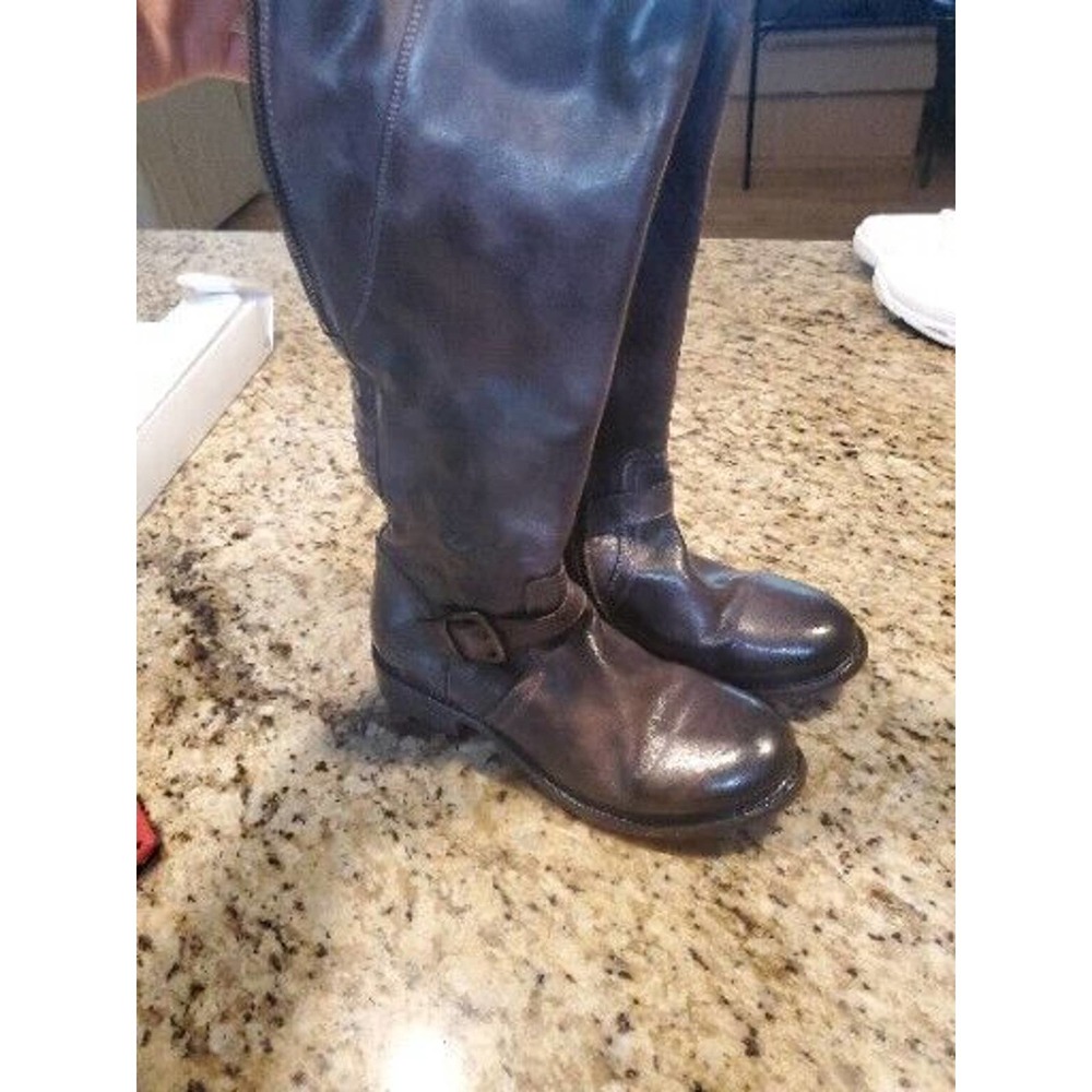 BED STU Cobbler Series Dark Brown Leather Zip Up Tall Boots Womens Size 8